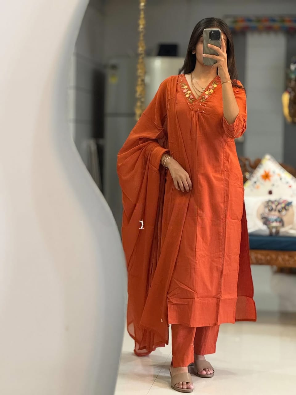 Ethnic kurti set with pant and dupatta!