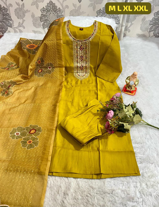 looking at a stunning Kurti Pent Dupatta Set